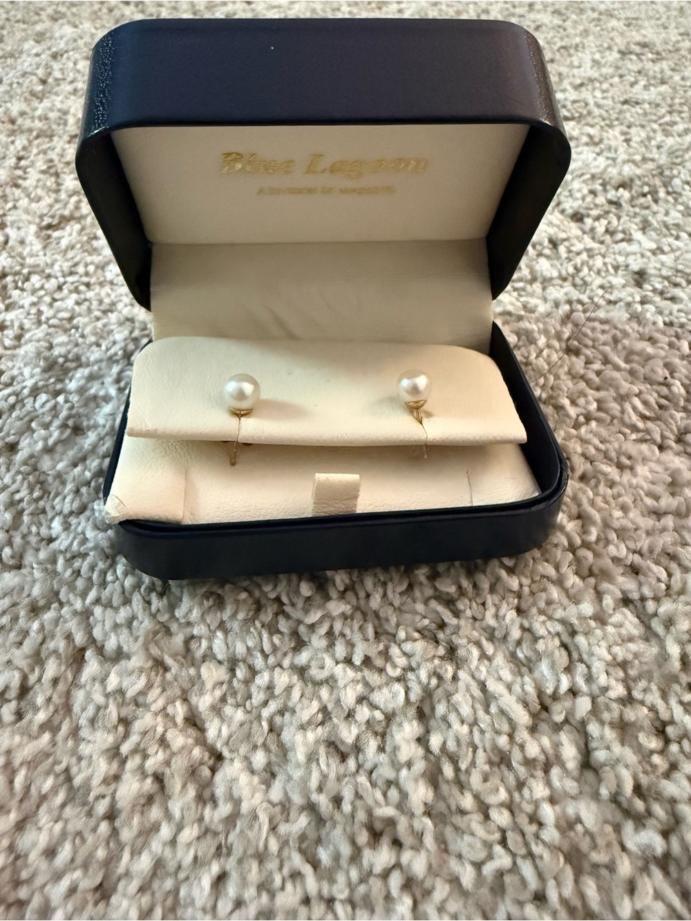 Vintage Blue Lagoon by Mikimoto Cultured Pearl Stud Earrings with Original Box